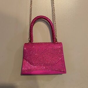 Olga Berg Fuchsia Glitter Mini Bag